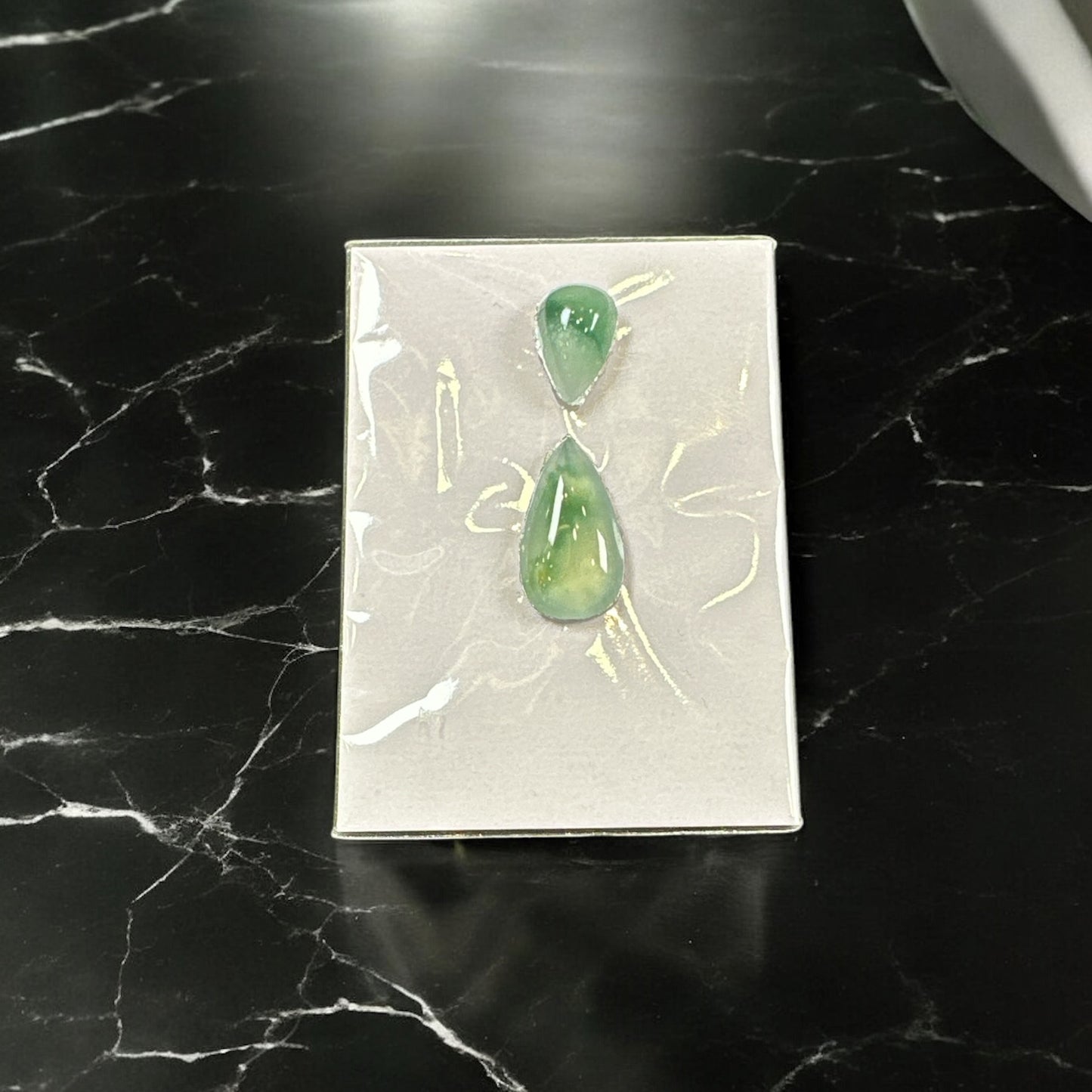 天然緬甸翡翠飄綠水滴套裝