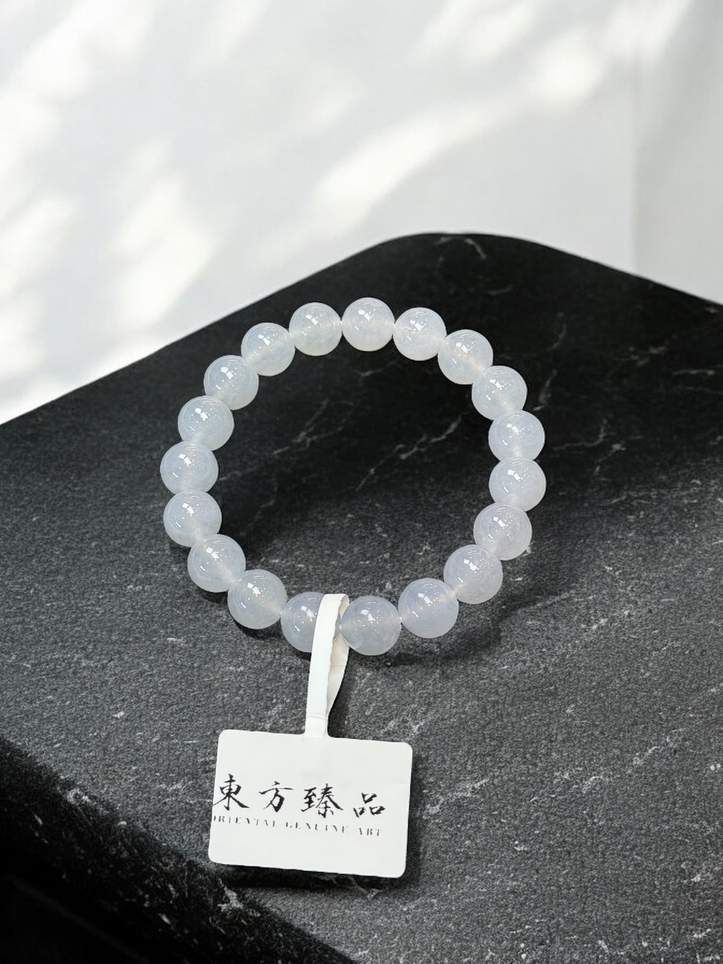天然緬甸翡翠冰白10mm手串