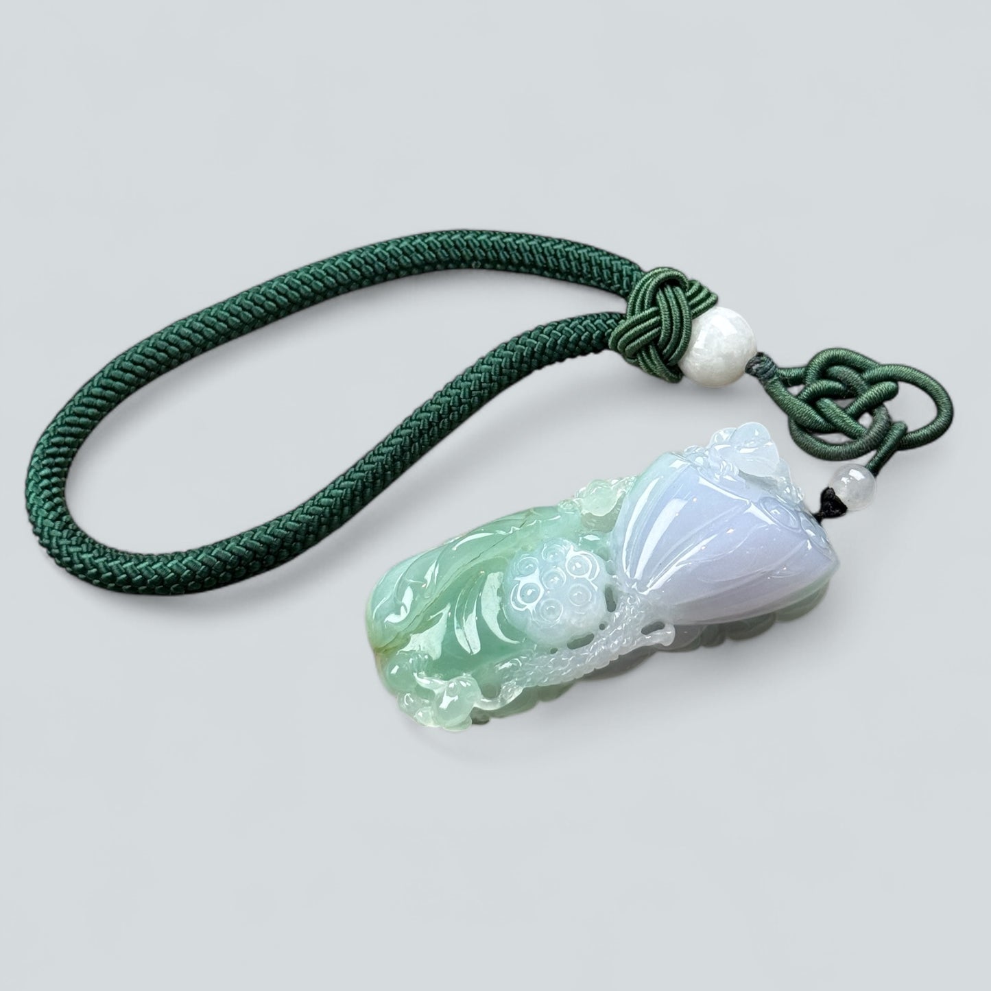 天然緬甸翡翠-荷塘情趣掛件