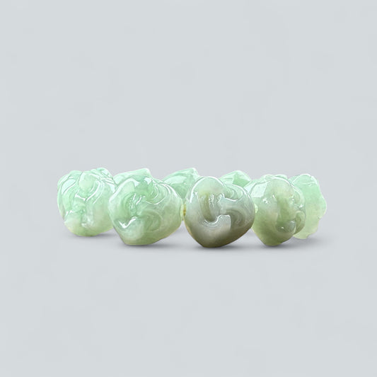 天然緬甸翡翠綠笑佛手串